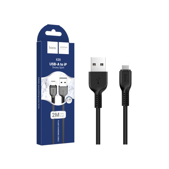 Hoco Charging Cable X20 Flash Lightning 2M Black